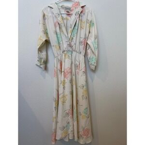 Vintage 80s Charlee Allison Floral Dress 9-10